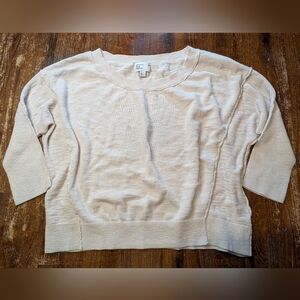 American Eagle Crop Sweater 100% Cotton Cream Colored Women's Large Used